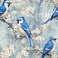 WalRiddle Vintage Blue White Floral Birds Boho Peel and Stick Wallpaper Easy Peel Off Contact Paper Stick on Adhesive Wall Paper for Bathroom Waterproof Renter Friendly
