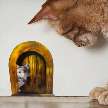 5Pcs Interesting Scaredy Mice Mouse Hole 3D Wall Sticker Realistic 3D Mouse Wall Sticker Wall Stickers and Murals