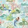 Tempaper Blue Mermaid Toile Removable Peel and Stick Wallpaper, 20.5 in X 16.5 ft, Made in The USA, Sea Glass