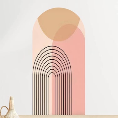 Kanworse Arch Wall Decal Mid Century Modern Abstract Art Print Geometric Organic Shape Peel and Stick Wallpaper Self-Adhesive Removable Sticker Mural Decor for Living Room Bedroom Nursery, 36''x72''