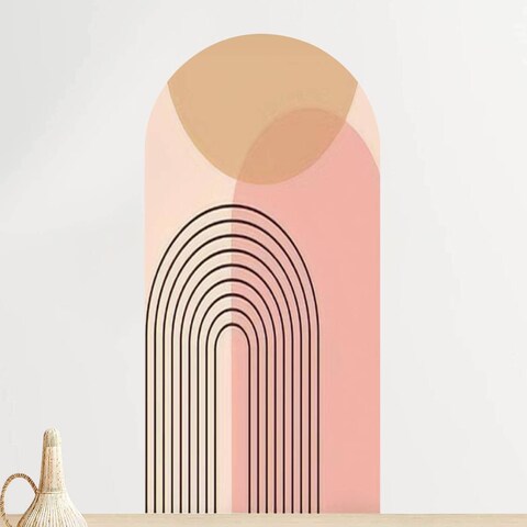 Kanworse Arch Wall Decal Mid Century Modern Abstract Art Print Geometric Organic Shape Peel and Stick Wallpaper Self-Adhesive Removable Sticker Mural Decor for Living Room Bedroom Nursery, 36&#39;&#39;x72&#39;&#39;