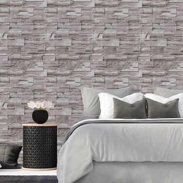 QIMAY 17.7"X78.7"Brick Stone Wallpaper Peel and Stick Textured Brick Self Adhesive Removable Wallpaper Home Decor Vinyl Film Wall Covering Roll
