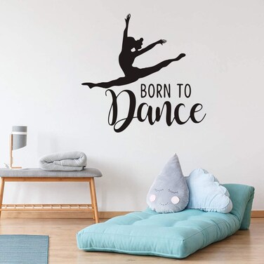 Dance Wall Sticker Art Removable Girl Dancing Born to Dance Quotes Wall Decor Sticker Girl Bedroom Dance Room Wall Mural Poster 23x20in