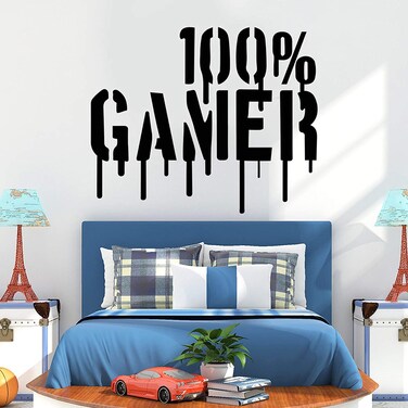 DNVEN Gamer Wall Decals Sports Series Vinyl Lettering Poster Handmade Teens Boys Room Decor Playroom Vinyl Wall Stickers Video Games Quotes 26 inches x 22 inches