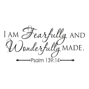 I AM Fearfully and Wonderfully Made Psalm 139:14 Vinyl Wall Decal Bible Scripture Inspirational Quotes Wall Art Religious D&Atilde;&copy;cor