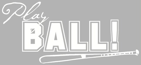 Wall D&Atilde;&copy;cor Plus More WDPM1229 Play Ball with Bat Wall Vinyl Sticker Decal, 23-Inch W x 11-Inch H, White