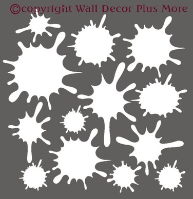 Paint Splatter Decal Set - White Paint Splash Stickers - Removable Paint Splatter Stickers - Wall Decals Peel and Stick Kids -Daycare Decor Art Classroom Decor Kids Bathroom Sets - 13pc