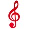 Broadway Gifts Music Note Glossy Black 9 Inch Wood Hanging Wall Decoration (Treble Clef Red)
