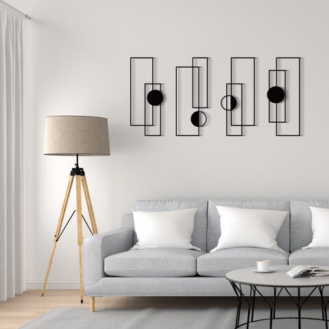 4 Pack Black Abstract Metal Wall Art D&Atilde;&copy;cor, 22.5 x 7.5&#39;&#39; Minimalist D&Atilde;&copy;cor Single Line Art Wall D&Atilde;&copy;cor, 3D Textured Sculptures, Modern Geometric Decor Hanging for Living Room Bedroom Bathroom Study