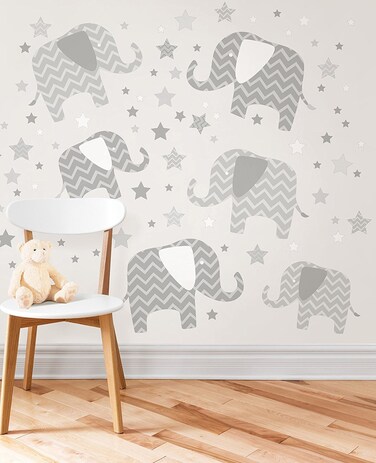 Wall Pops Brewster Home Fashions WPK1804 Elephants, a Ton of Love Wall Art Kit