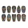 Set of 10 Colorful Hand Carved Tropical Island Dot Painted Tribal Masks 6 1/2 Inches High Wall Hangings