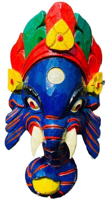 Himalayan Craft Ganesh Antique Wooden Wall Sculpture for Luck/Success Shape of Elephant Head for Wall Hanging, Son of Lord Shiva Wooden Wall Sculpture Handmade In Nepal