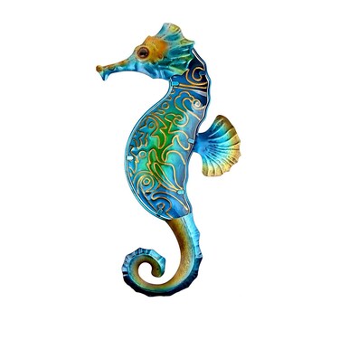 Queemie&Acirc;&reg; Metal Seahorse Wall Art Decor, 3D Sea Horse Ocean Creature Coastal Beach Theme Hanging Wall Sculptures for Home Office Pool Bathroom Bedroom Hallway Gatehouse Yard Fence Decorations