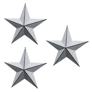 UB Barn star - metal star. Texas Star. Retro western country family farmhouse wall decoration. 12 inch (3 pieces) (crack white)
