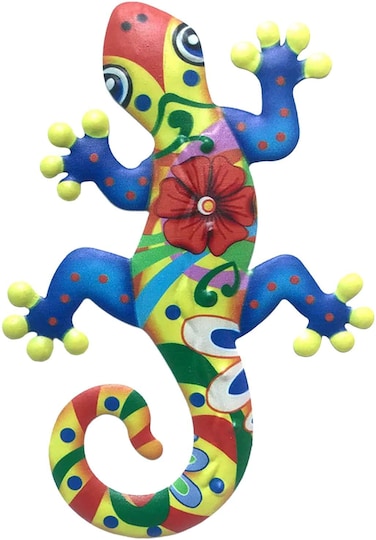 Taotenish Gecko Metal Wall Art Metal Lizard Art Wall Sculpture Hanging Decorations for Indoor Outdoor Home Bedroom Living Room Office Decor - Blue