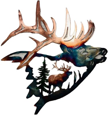 Alnicov Animal Shape Metal Wall Art,Elk Shoulder Up Metal Wall Art Decor for Living Room,Bedroom,Bathroom Indoor Outdoor