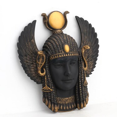 Veronese Design Egyptian Art Deco Goddess Isis Wall Plaque Resin Black Gold Finish