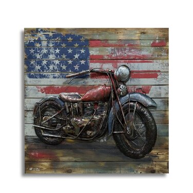 Sazzad Handmade 3D Metal Motorcycle Wall Art - Unique Motorbike Wall Sculpture for Stylish Living Room, Bedroom, and Kitchen Decor - 24"x24