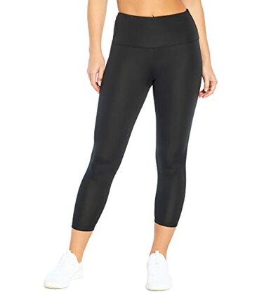 Bally Total Fitness Women's Kayla High Rise Tummy Control Ankle Legging, Black, Small