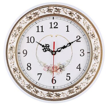 Tebery Silent Modern Quartz Flower Design Decorative Wall Clock Non-Ticking Digital 11-Inch Clock (White)