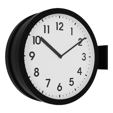 BESTIME 66289A 15-Inch Double Sided Aluminum Wall Clock.Minimalist Designed Classic Station Clock Made of Aluminum, Quiet,Elegant,Classy Style,Home,Office,Living,Kitchen,Bedroom.
