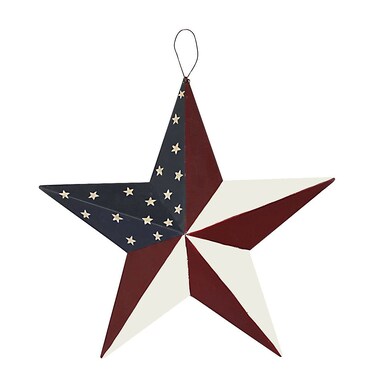 E-view Metal American Flag Barn Star Decor Patriotic Mounted 3D Wall Art July of 4th Decoration 12"-B