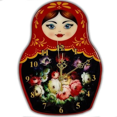 STP GOODS Matreshka Wooden Wall Clock, Weather Indication German Cuckoo Clock, Wall Decor, Home Decor, Humidity Indication, Rustic Design 8.3 x 11.4, 441730