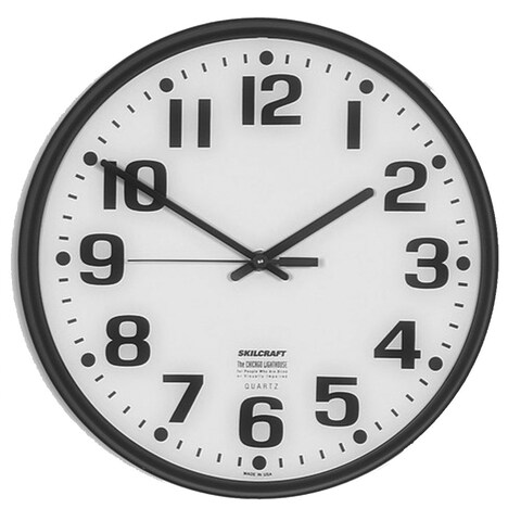 Quartz Wall Clock Slimline - Plastic Frame - 12-3/4&quot; Diameter - Black Case/White Face, 6645-01-389-7944