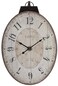 A&amp;B Home Antique Lu Ville Wall Clock Wall Accent, Large Oval Wooden Wall Clocks for Living Room Decor, Rustic Farmhouse Wall Clock Battery Operated - 18x29 Ivory White