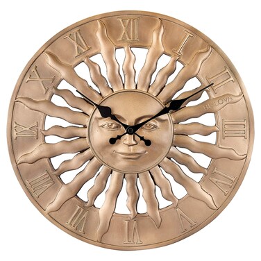 Bulova Sunrise Indoor/Outdoor Wall Clock, 14.3", Golden Bronze