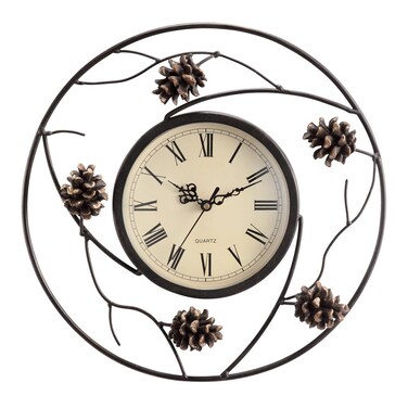 SPI Home Pinecone Wall Clock, White, 2.5" x 12.5" x 12.5