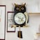 Owl Shaped Battery Operated Pendulum Wooden Wall Clock Non-Ticking Silent for Living Room