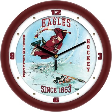 SunTime College Ice Hockey Wall Clock - Slap Shot Art by Gary Patterson - Boston College Eagles