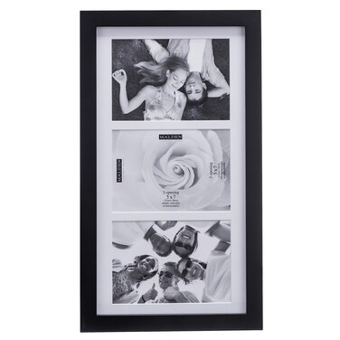 Malden 5x7 3-Opening Matted Collage Picture Frame - Displays Three 5x7 Pictures - Black