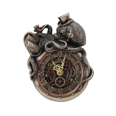 Veronese Design 7 5/8 Inch Tall Steampunk Octopus Nostradamus Prophet Wall Clock Sculpture