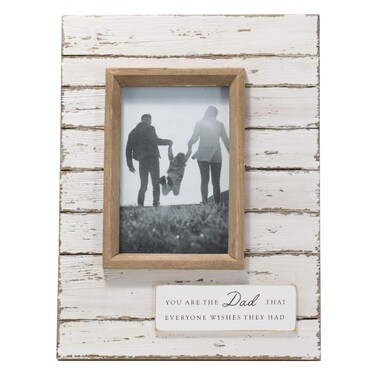 Foreside Home &amp; Garden White Antique 4 x 6 Inch Dad Wood Decorative Picture Frame