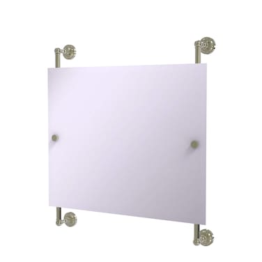 Allied Brass Dottingham Landscape Rectangular Frameless Rail Mounted Wall Mirror, Polished Nickel