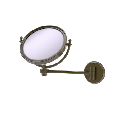 Allied Brass WM-5T/3X-ABR 8 Inch Wall Mounted 3X Magnification Make-Up Mirror, Antique Brass
