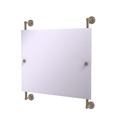Allied Brass Dottingham Landscape Rectangular Frameless Rail Mounted Wall Mirror, Antique Pewter