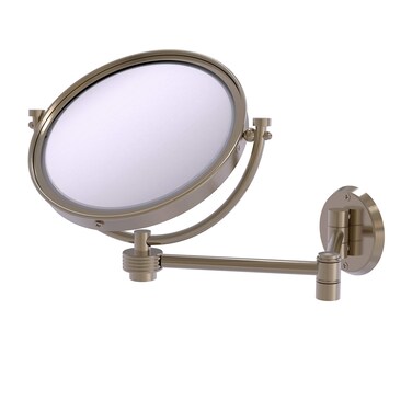 Allied Brass WM-6G/2X-PEW 8 Inch Wall Mounted Extending 2X Magnification with Groovy Accent Make-Up Mirror, Antique Pewter