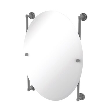 Allied Brass Dottingham Collection Oval Frameless Rail Mounted Wall Mirror, Matte Gray