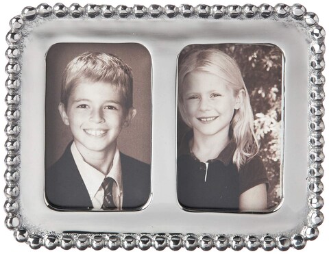 MARIPOSA 3714 2 X 3 Vertical, Double 2&quot; x 3&quot; Photo Frame, Silver