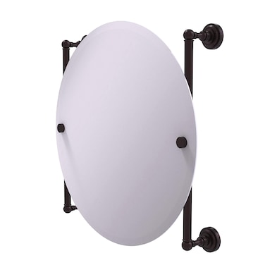 Allied Brass Dottingham Collection Round Frameless Rail Mounted Wall Mirror, Antique Bronze