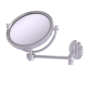 Allied Brass WM-6D/4X-SCH 8 Inch Wall Mounted Extending 4X Magnification with Dotted Accent Make-Up Mirror, Satin Chrome