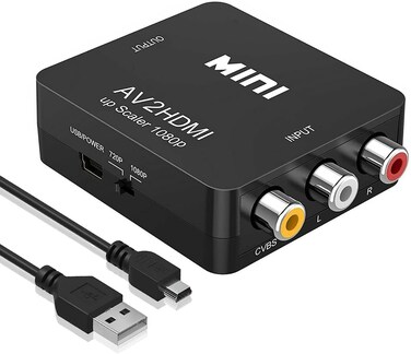 FANTIA RCA to HDMI, AV to HDMI Converter, 1080P 4k Video Audio TV 3 RCA CVBS HDMI with USB Charging Cable