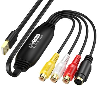 USB2.0 Video Audio Capture Card, RCA to USB-Convert VHS Mini DV VCR Hi8 DVD to Digital Converter for Mac/Windows/Vista/XP