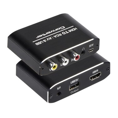 Wonlyus HDMI to RCA Converter, 1080P HDMI to AV 3RCA CVBs Composite Video 3.5mm Aux Audio Adapter Supports PAL/NTSC for TV Stick, PS3, PC, Laptop, Xbox, HDTV, DVD (Black&iuml;&frac14;&OElig;Aluminum Alloy Material)