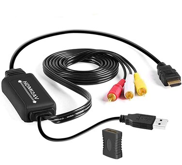 Lapetus HDMI to RCA Converter Adapter Cable, 1080P HDMI to AV 3RCA CVBs Composite Video Audio Supports for PC, Laptop, Xbox, HDTV, DVD