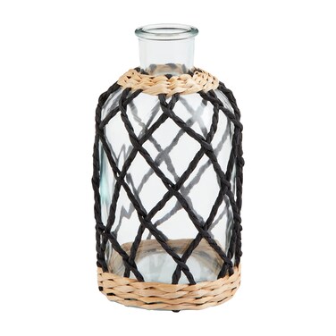 Mud Pie Black Woven Sleeve Vase, Small