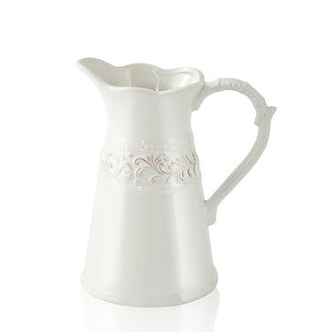 OTARTU White Ceramic Pitcher Vase, Flower Vase Pitcher,farmhouse vase for Home D&Atilde;&copy;cor, 8.5inch Jug Vase.